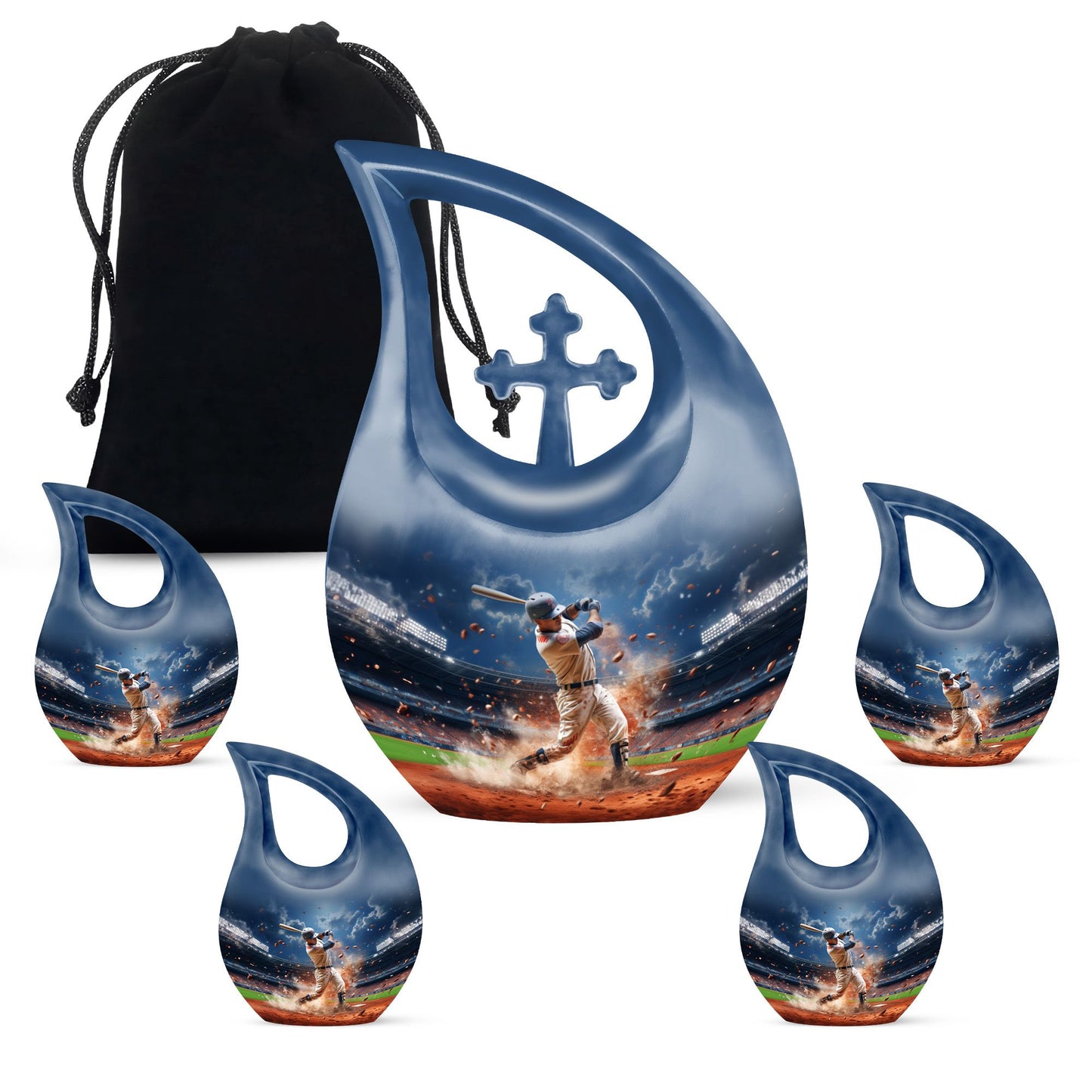 Baseball theme cross drop design custom urn