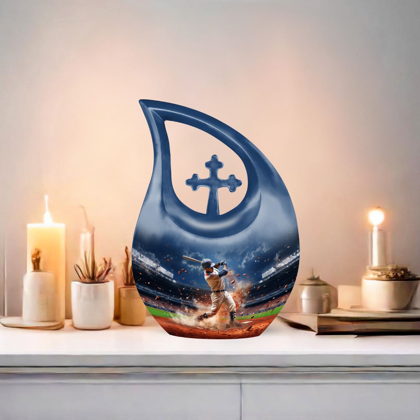 Baseball theme cross drop design custom urn
