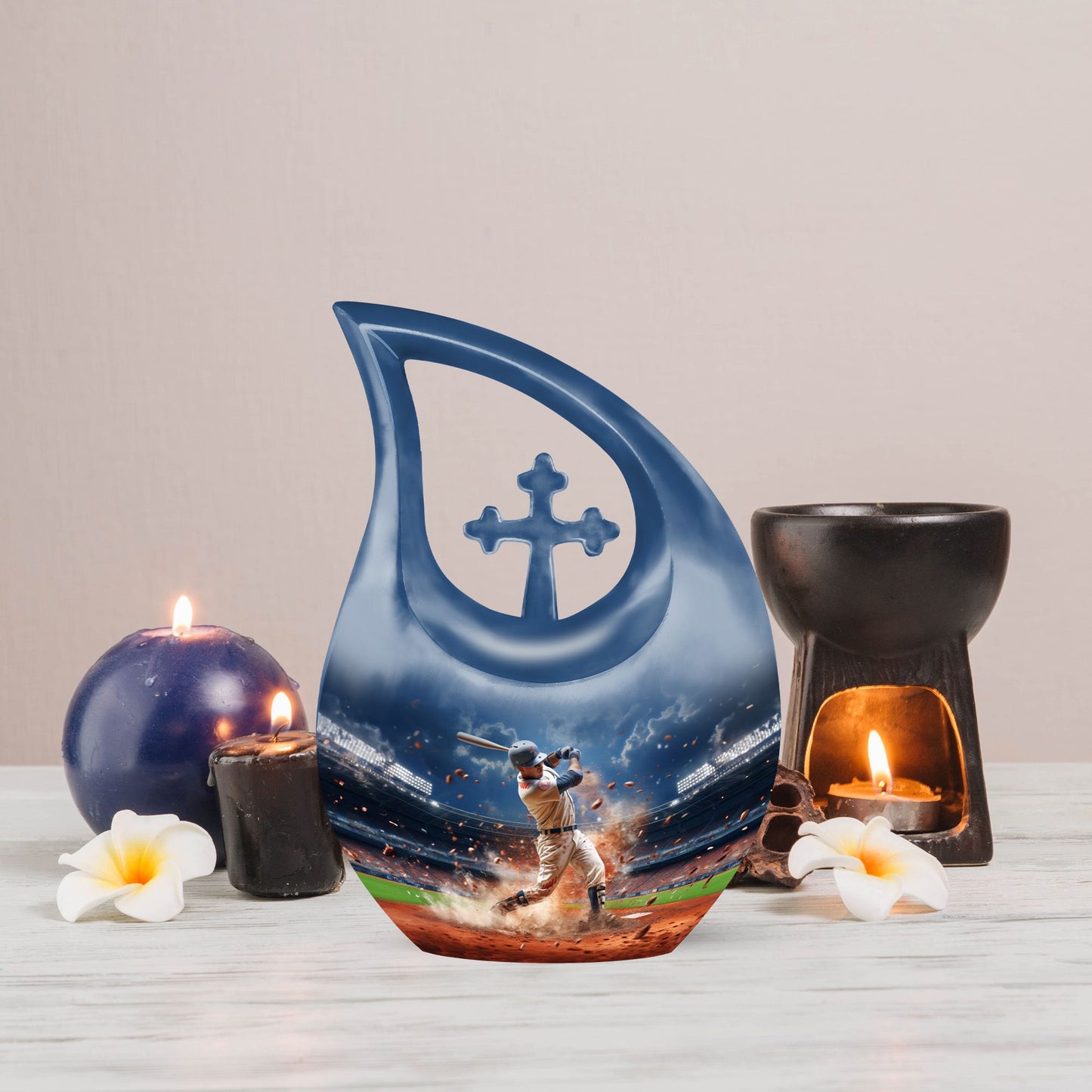Baseball theme cross drop design custom urn