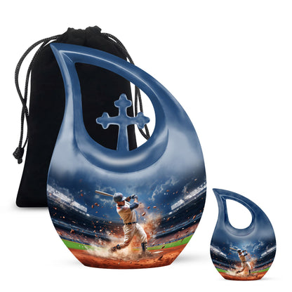 Baseball theme cross drop design custom urn