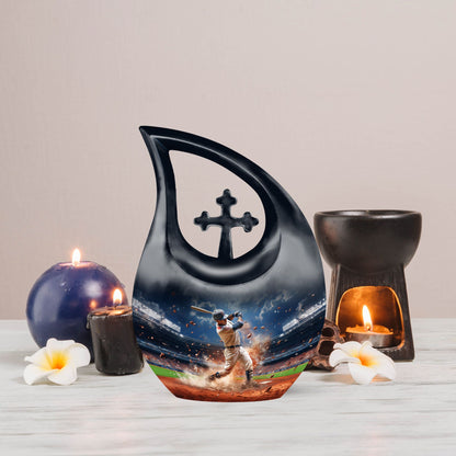 10-Inch Baseball Cross Drop Urn, 