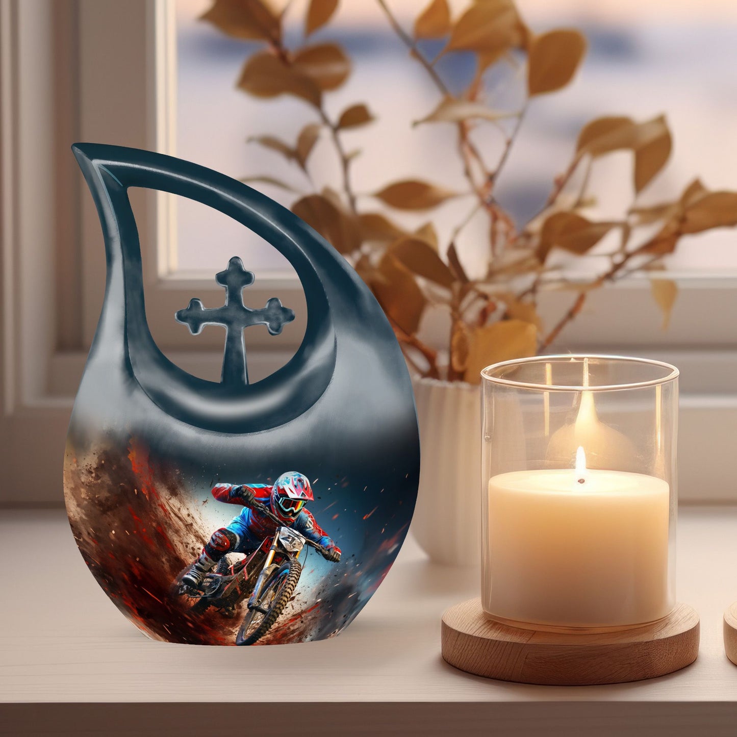 10-inch Fiery Motocross Flight urn 