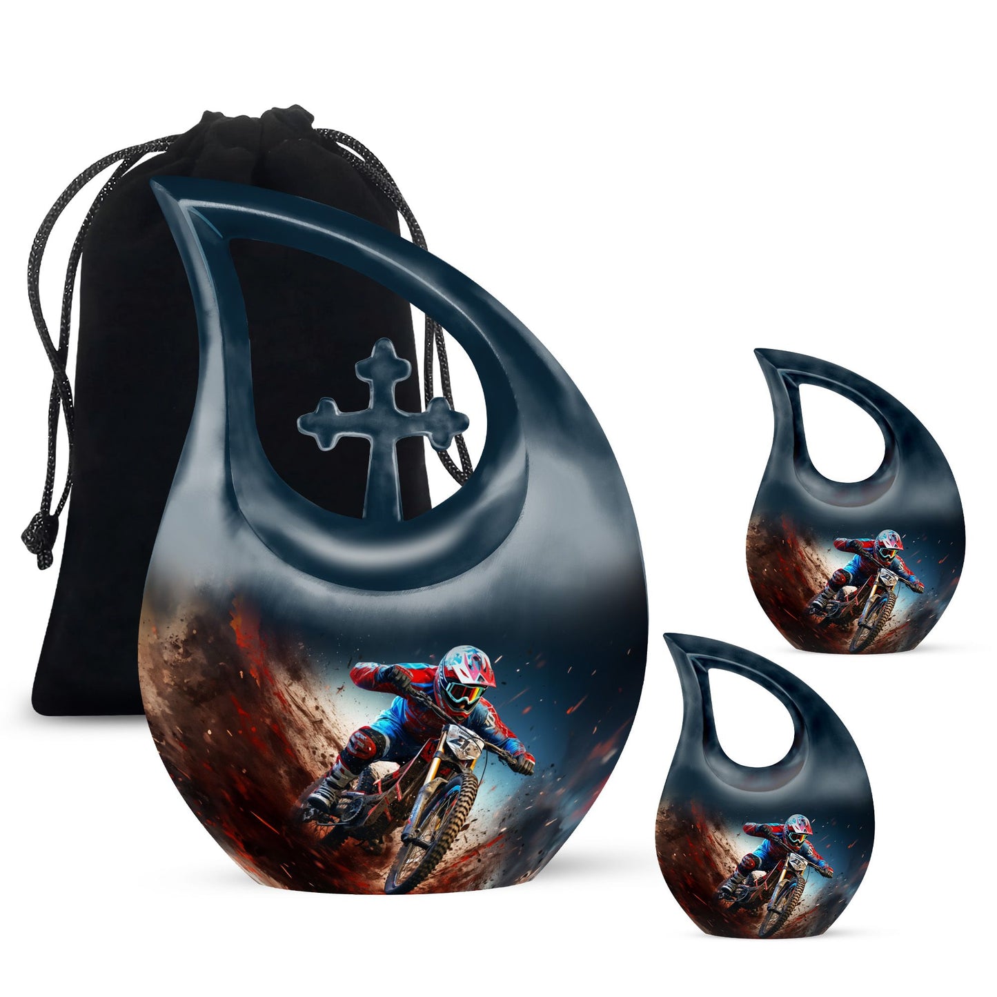 10-inch Fiery Motocross Flight urn 