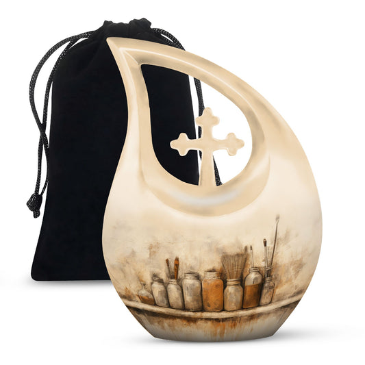10-inch Painter's Still Life Cross Drop memorial urn
