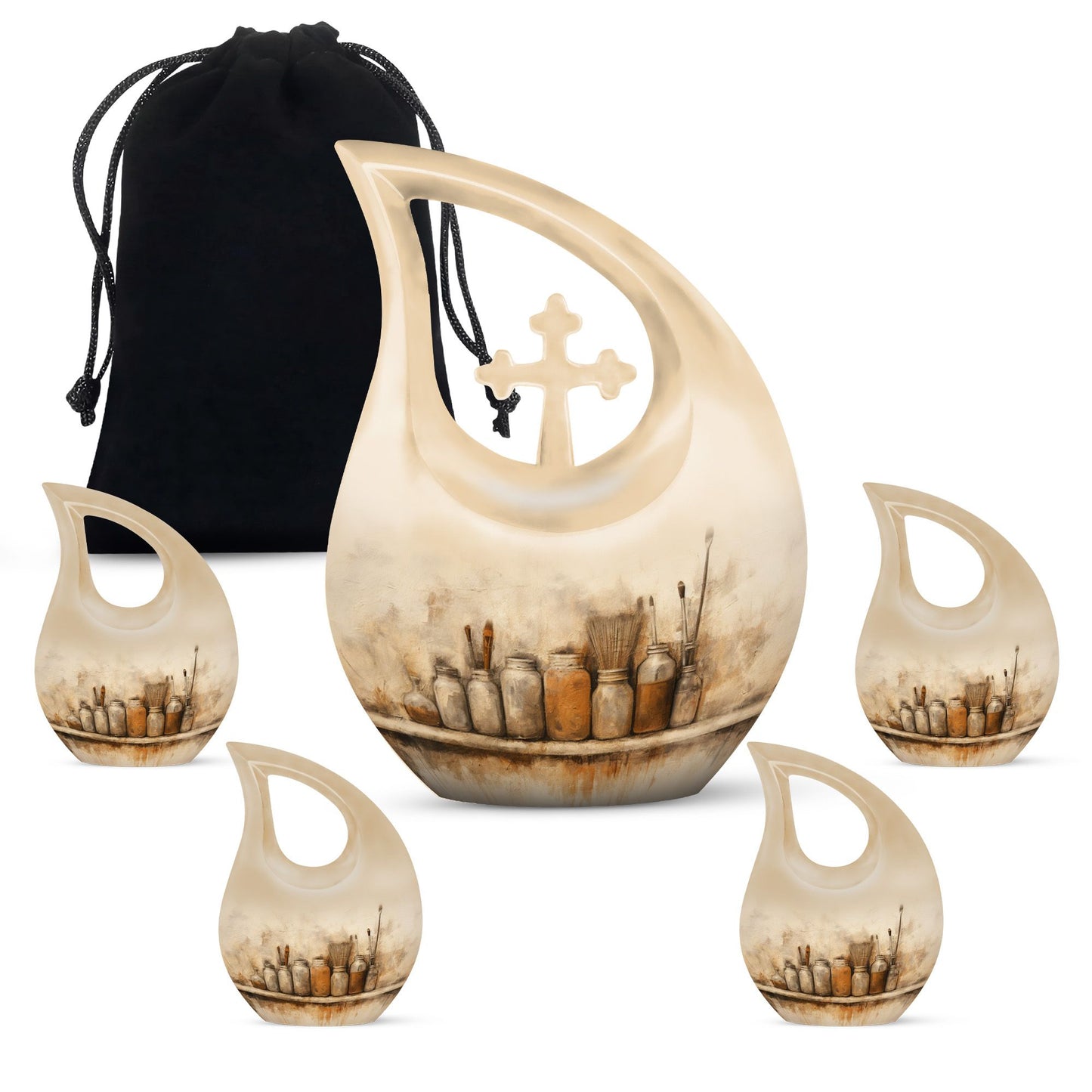 10-inch Painter's Still Life Cross Drop memorial urn