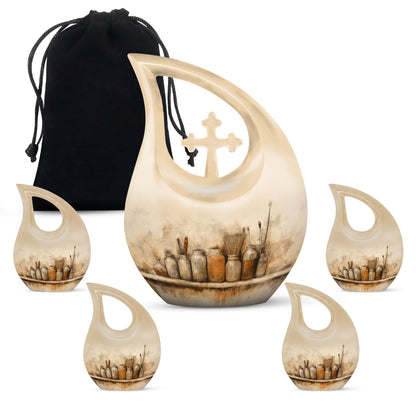 10-inch Painter's Still Life Cross Drop memorial urn