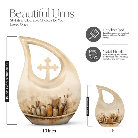10-inch Painter's Still Life Cross Drop memorial urn