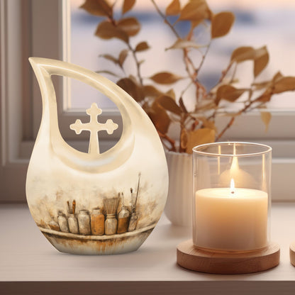 10-inch Painter's Still Life Cross Drop memorial urn