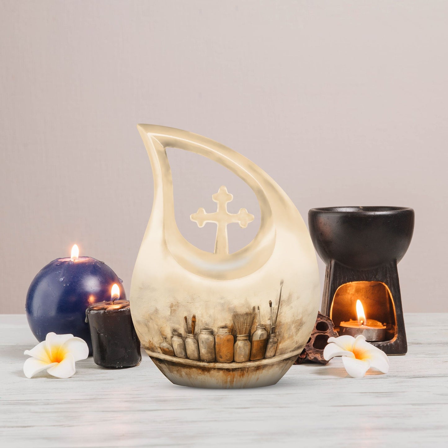 10-inch Painter's Still Life Cross Drop memorial urn