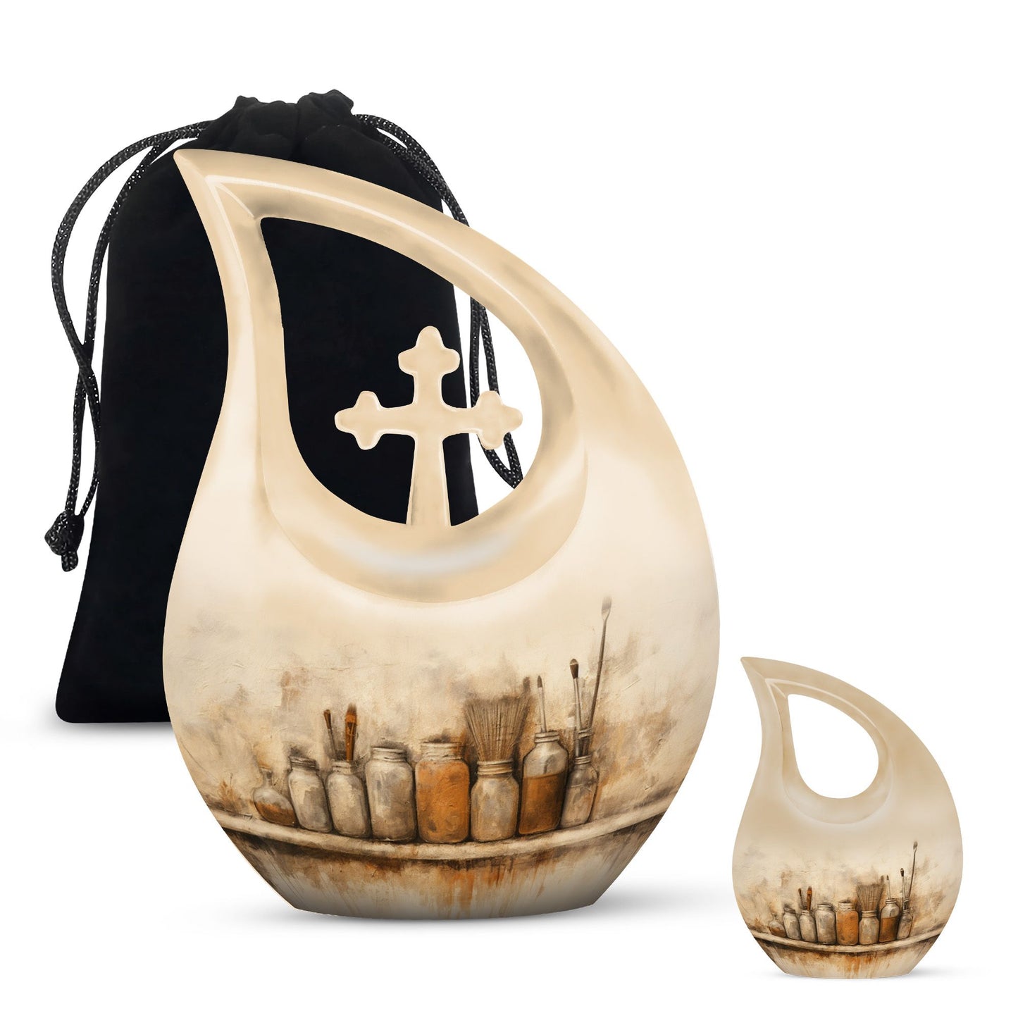 10-inch Painter's Still Life Cross Drop memorial urn