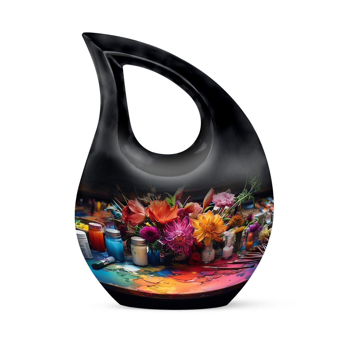 10-inch Floral Palette Explosion Urn 