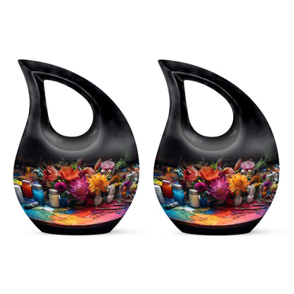 10-inch Floral Palette Explosion Urn 