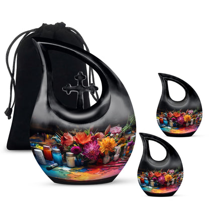 10-inch Floral Palette Explosion Urn 
