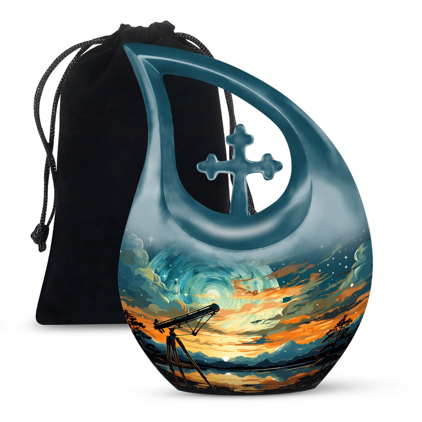 Swirl Over Cross Drop Design Custom Urn