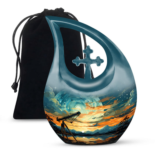 Swirl Over Cross Drop Design Custom Urn
