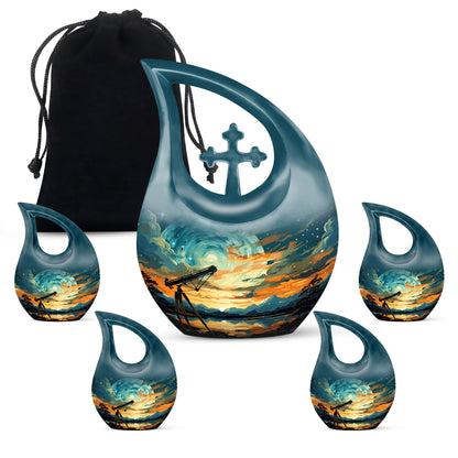 Swirl Over Cross Drop Design Custom Urn