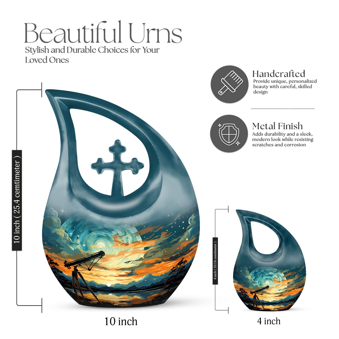 Swirl Over Cross Drop Design Custom Urn
