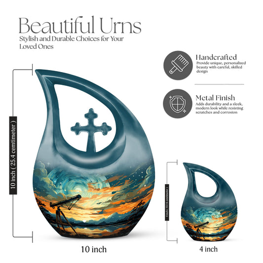 Swirl Over Cross Drop Design Custom Urn