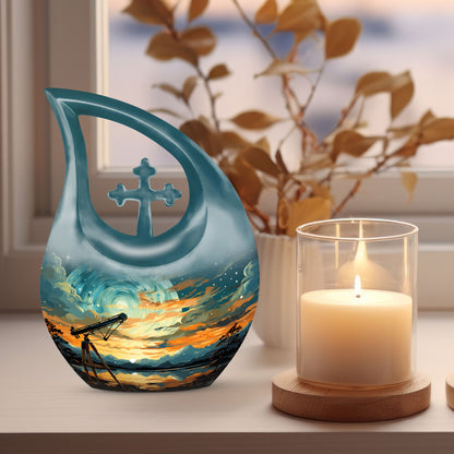 Swirl Over Cross Drop Design Custom Urn
