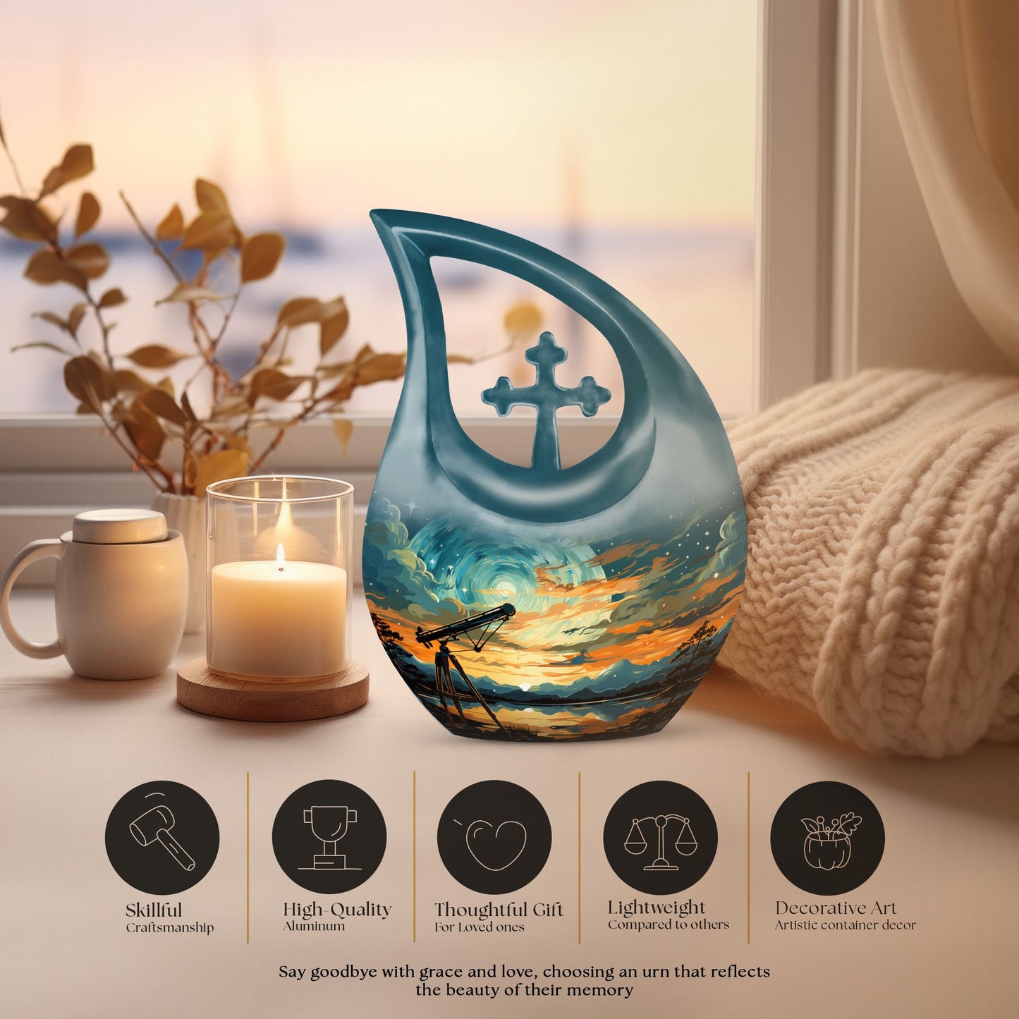 Swirl Over Cross Drop Design Custom Urn