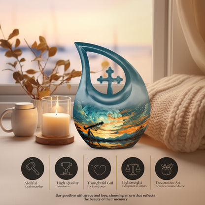 Swirl Over Cross Drop Design Custom Urn