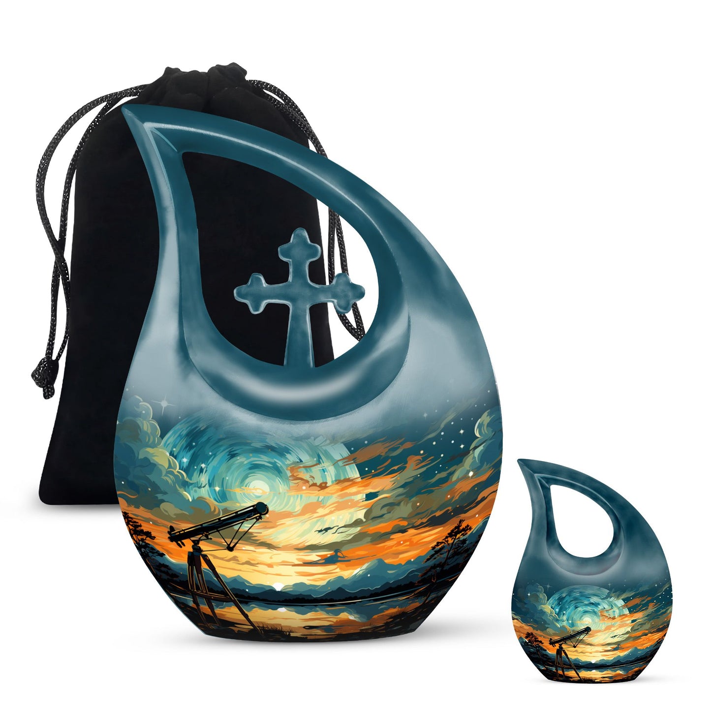 Swirl Over Cross Drop Design Custom Urn