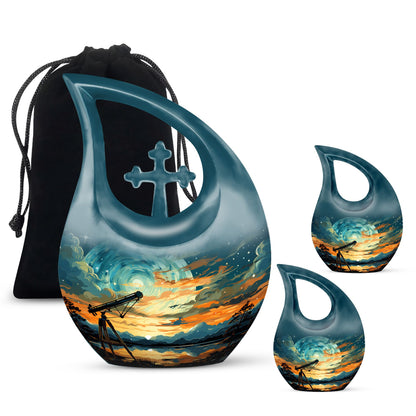 Swirl Over Cross Drop Design Custom Urn