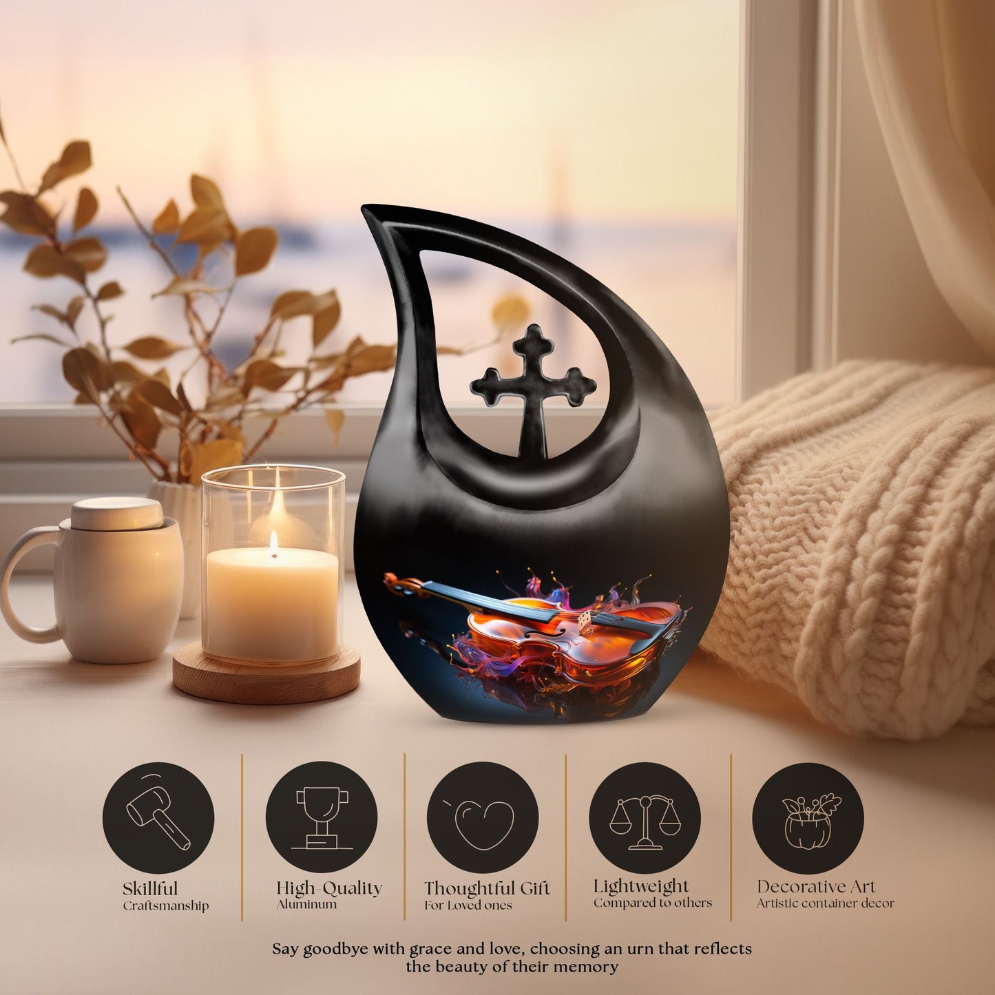 Fiery Violin Melody Urn