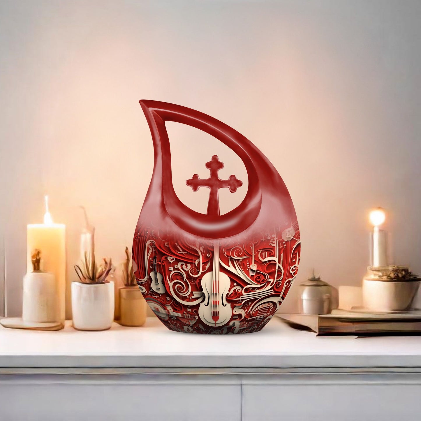 Cross Drop design 10 inch Orchestral Wall Art Urn