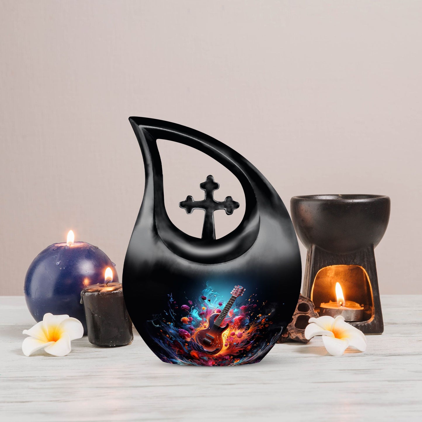 Vibrant Guitar Fantasy Urn