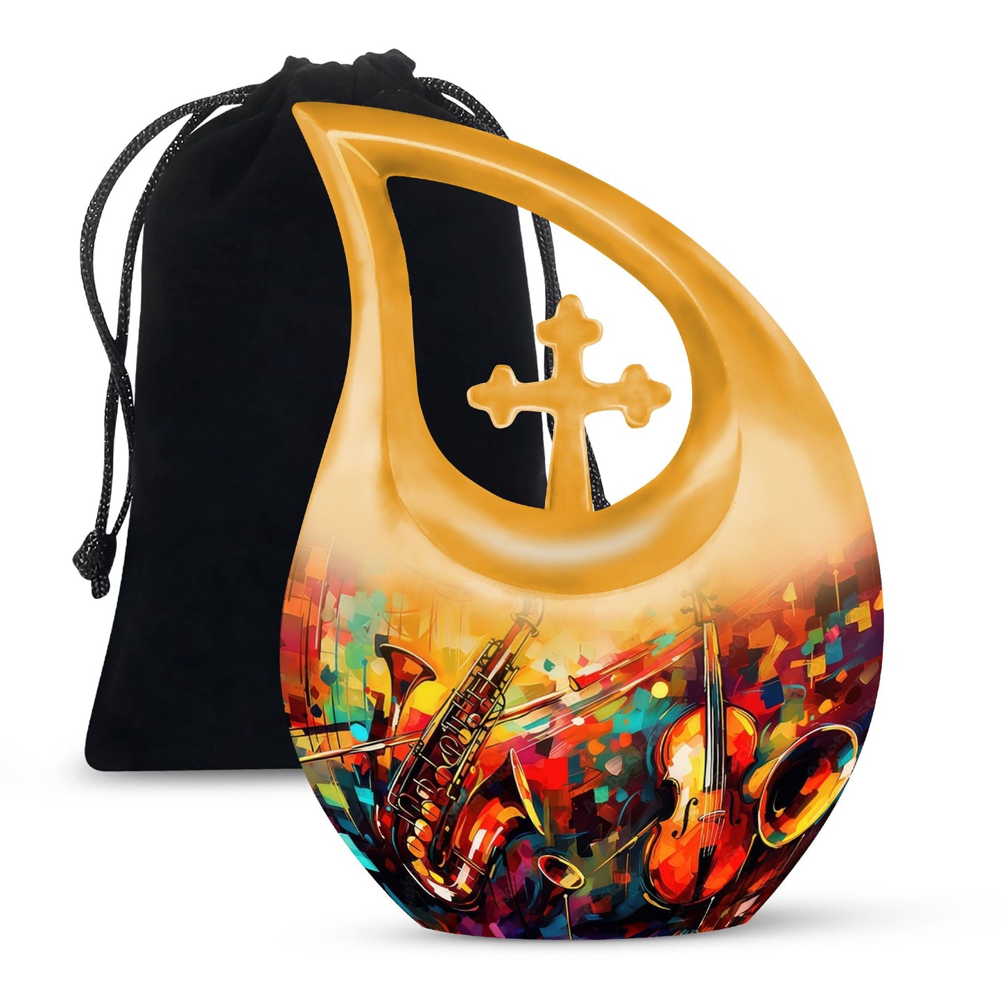 10 Inch Saxophone and Violin Double Urn