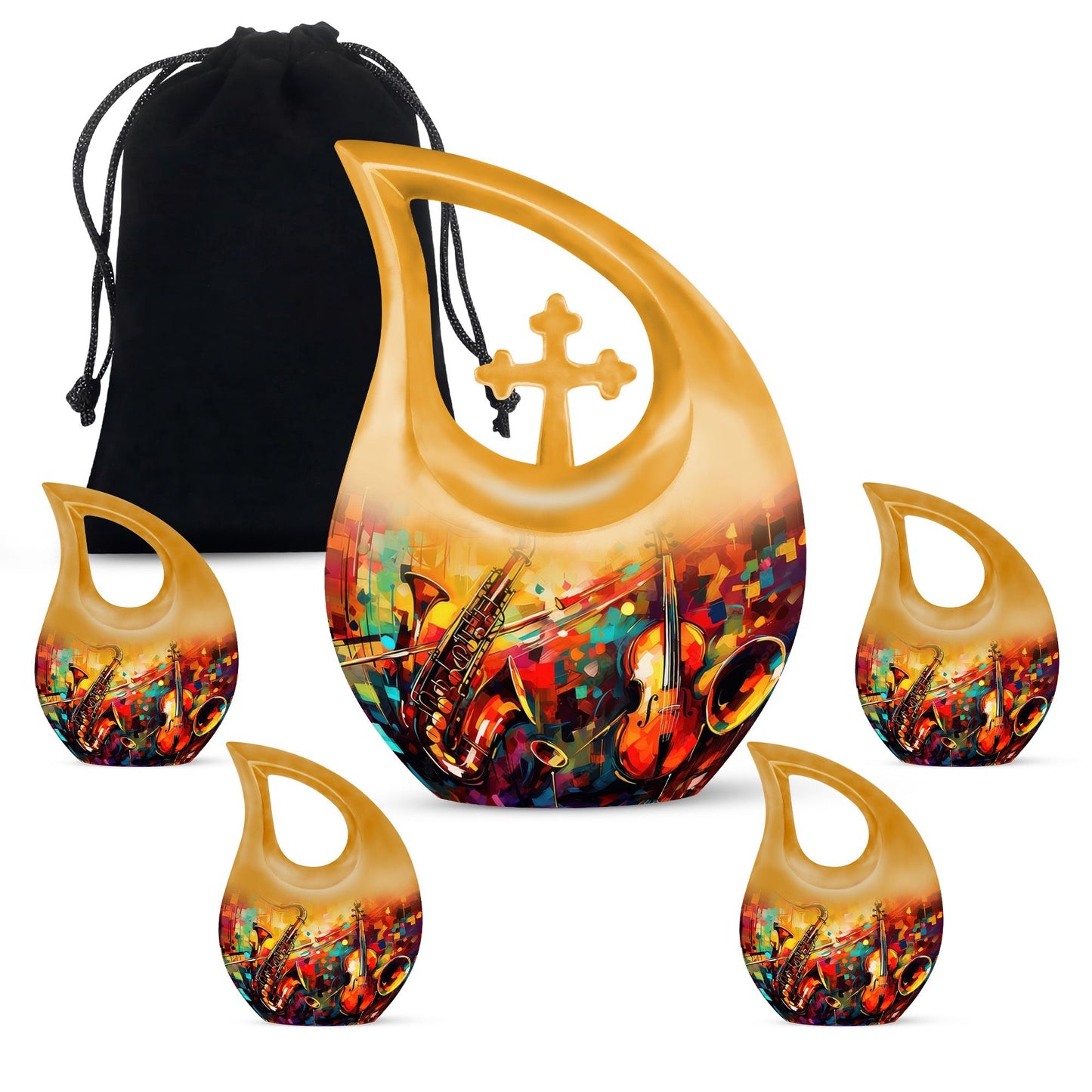 10 Inch Saxophone and Violin Double Urn