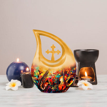 10 Inch Saxophone and Violin Double Urn