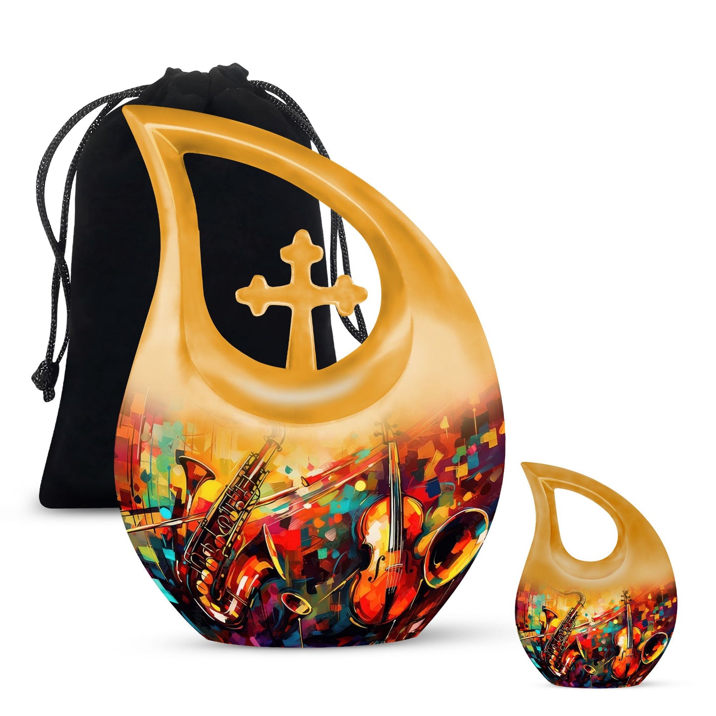 10 Inch Saxophone and Violin Double Urn