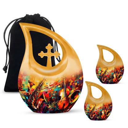 10 Inch Saxophone and Violin Double Urn