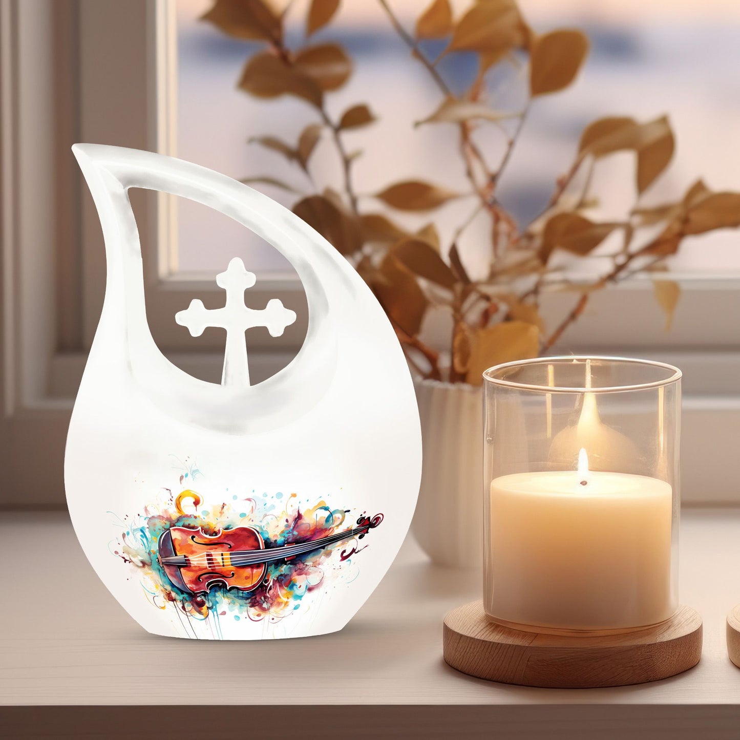 Watercolor Violin Sonata-design urn