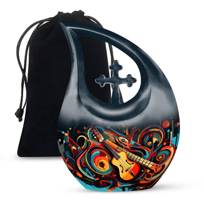 10-inch Swirling Guitar Abstract Urn