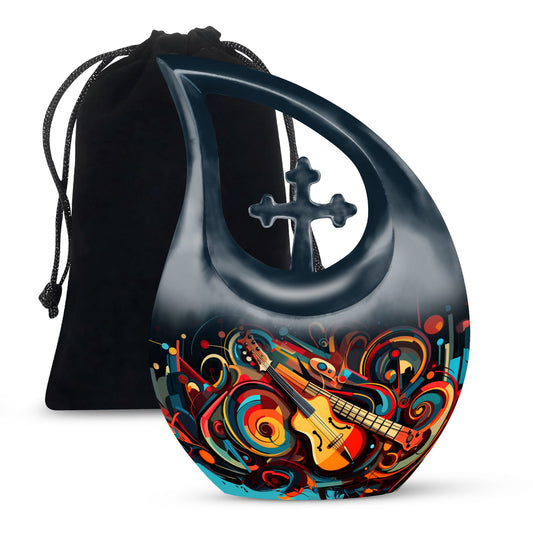 10-inch Swirling Guitar Abstract Urn