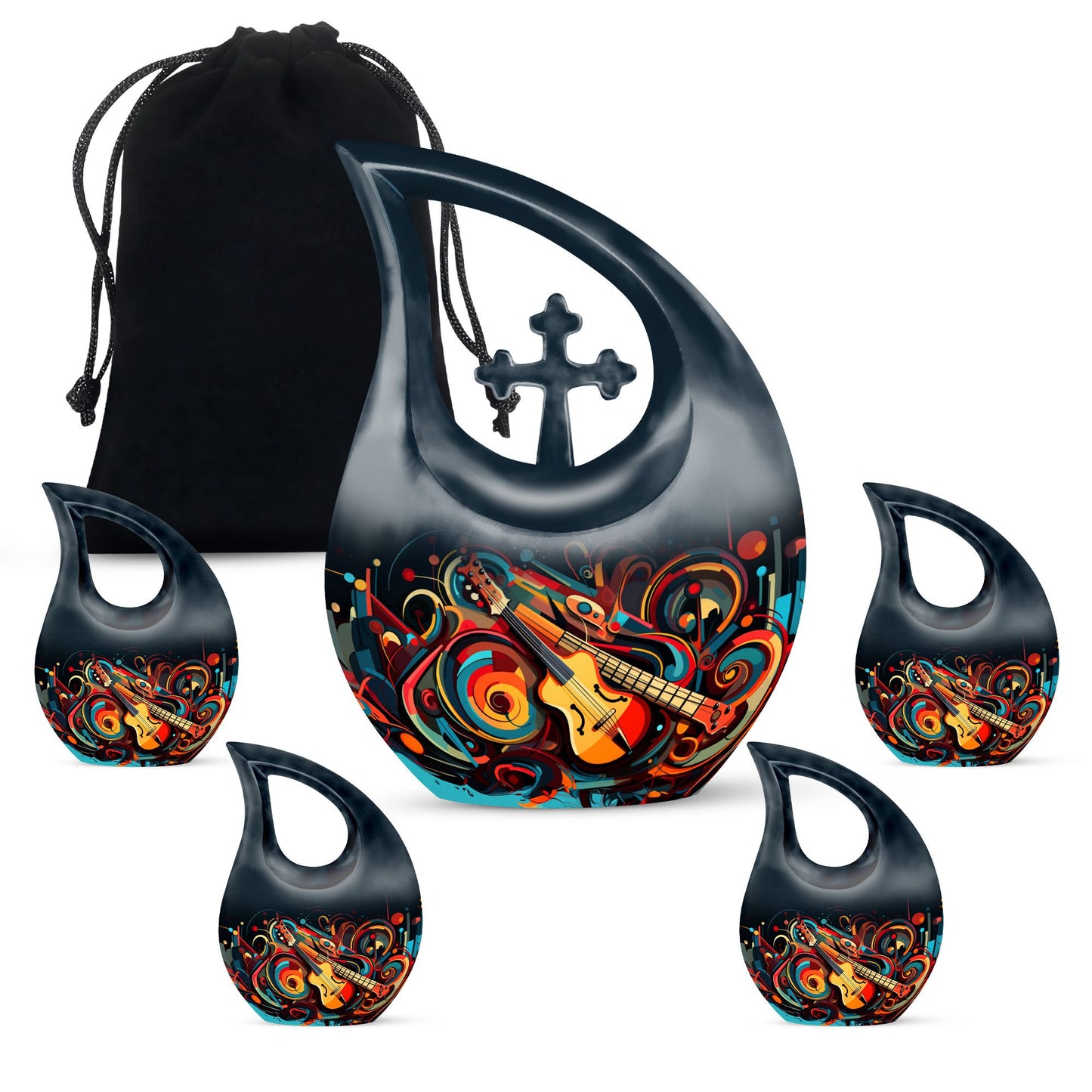 10-inch Swirling Guitar Abstract Urn