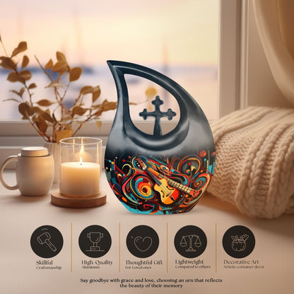 10-inch Swirling Guitar Abstract Urn
