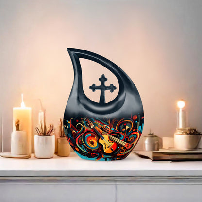 10-inch Swirling Guitar Abstract Urn