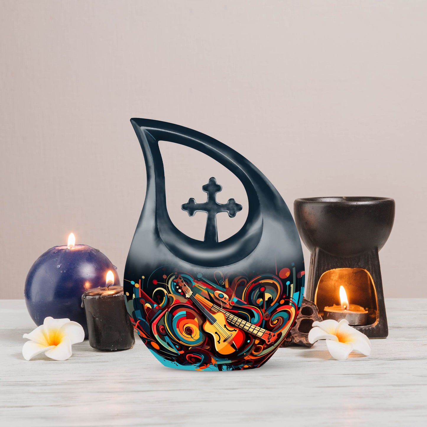 10-inch Swirling Guitar Abstract Urn
