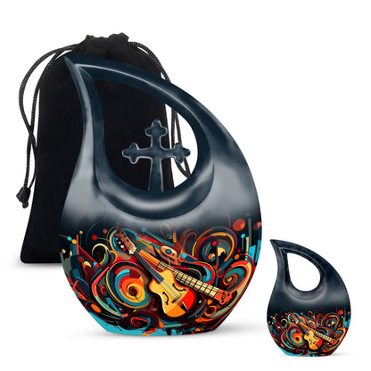 10-inch Swirling Guitar Abstract Urn