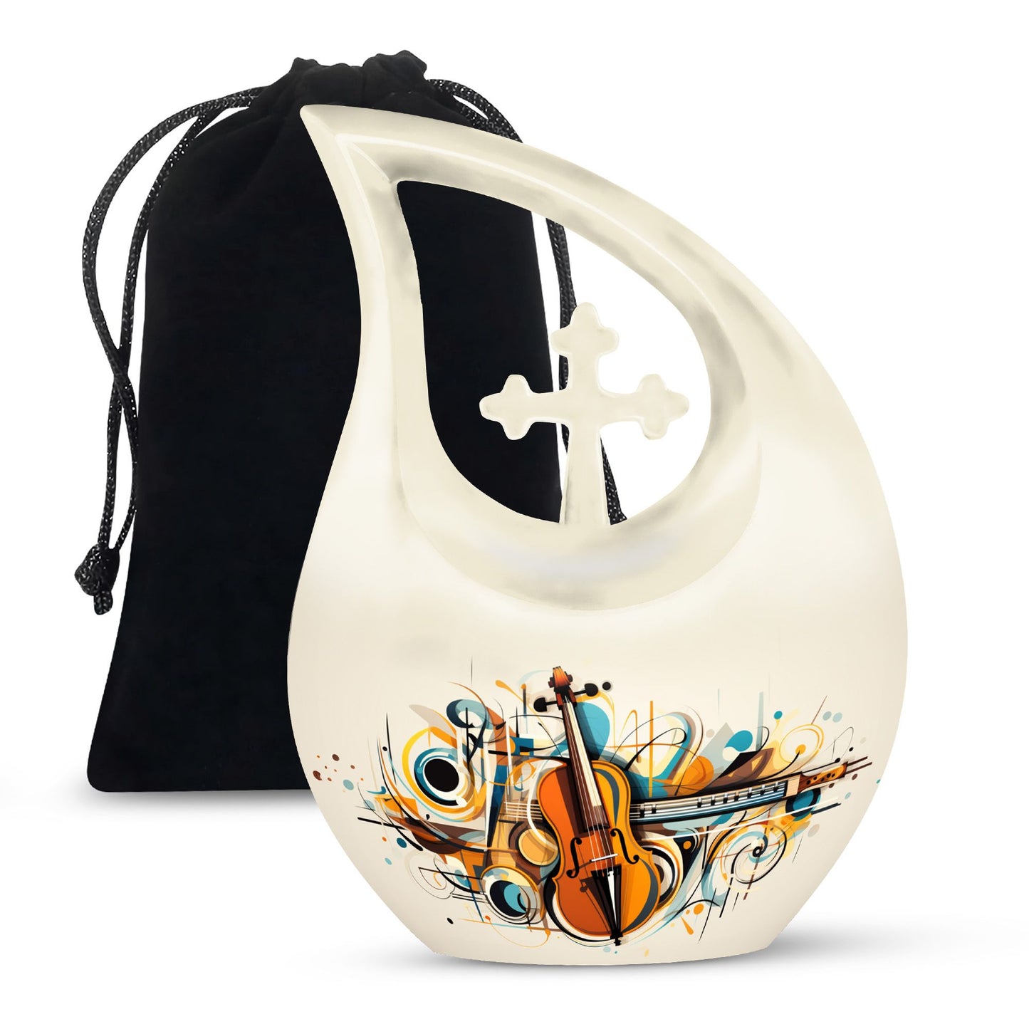 Cross Drop Abstract Violin Composition Urn 