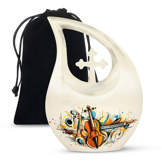 Cross Drop Abstract Violin Composition Urn 