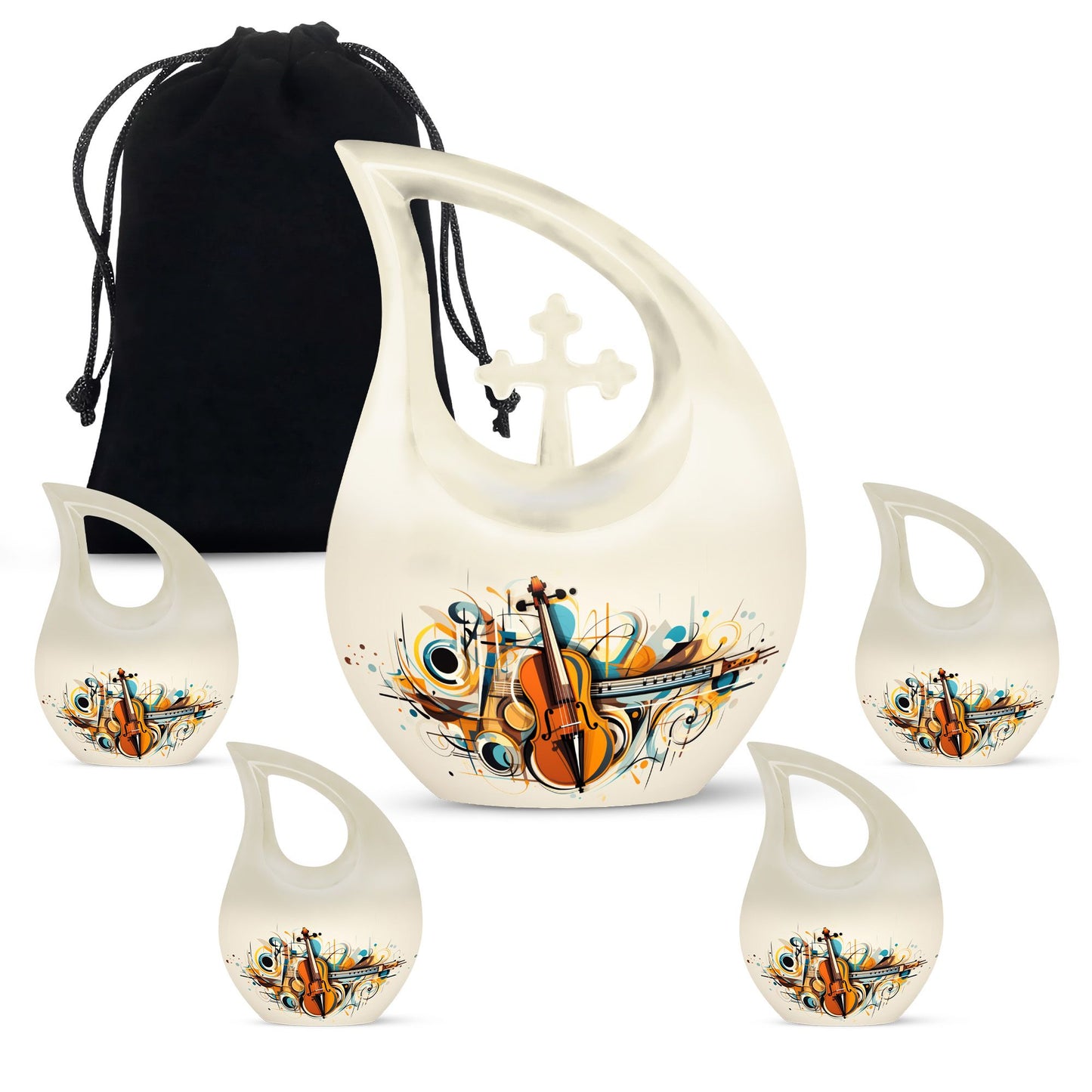Cross Drop Abstract Violin Composition Urn 