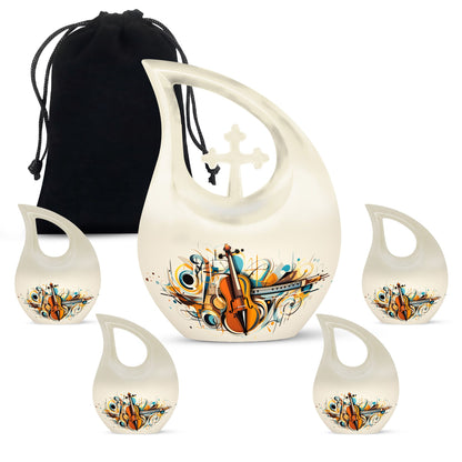 Cross Drop Abstract Violin Composition Urn 