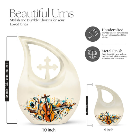 Cross Drop Abstract Violin Composition Urn 