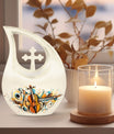 Cross Drop Abstract Violin Composition Urn 