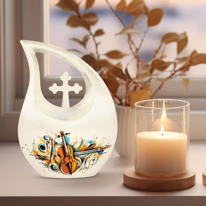 Cross Drop Abstract Violin Composition Urn 
